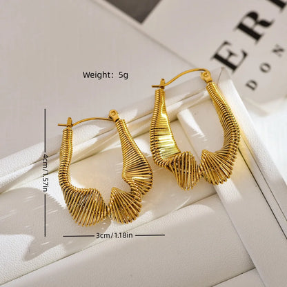 1 Pair Classic Style Solid Color Plating Stainless Steel 18k Gold Plated Earrings