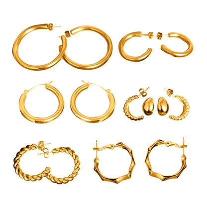 1 Pair Classic Style Solid Color Plating Stainless Steel Hoop Earrings Ear Studs