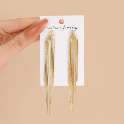 1 Pair Classic Style Solid Color Tassel Alloy Drop Earrings