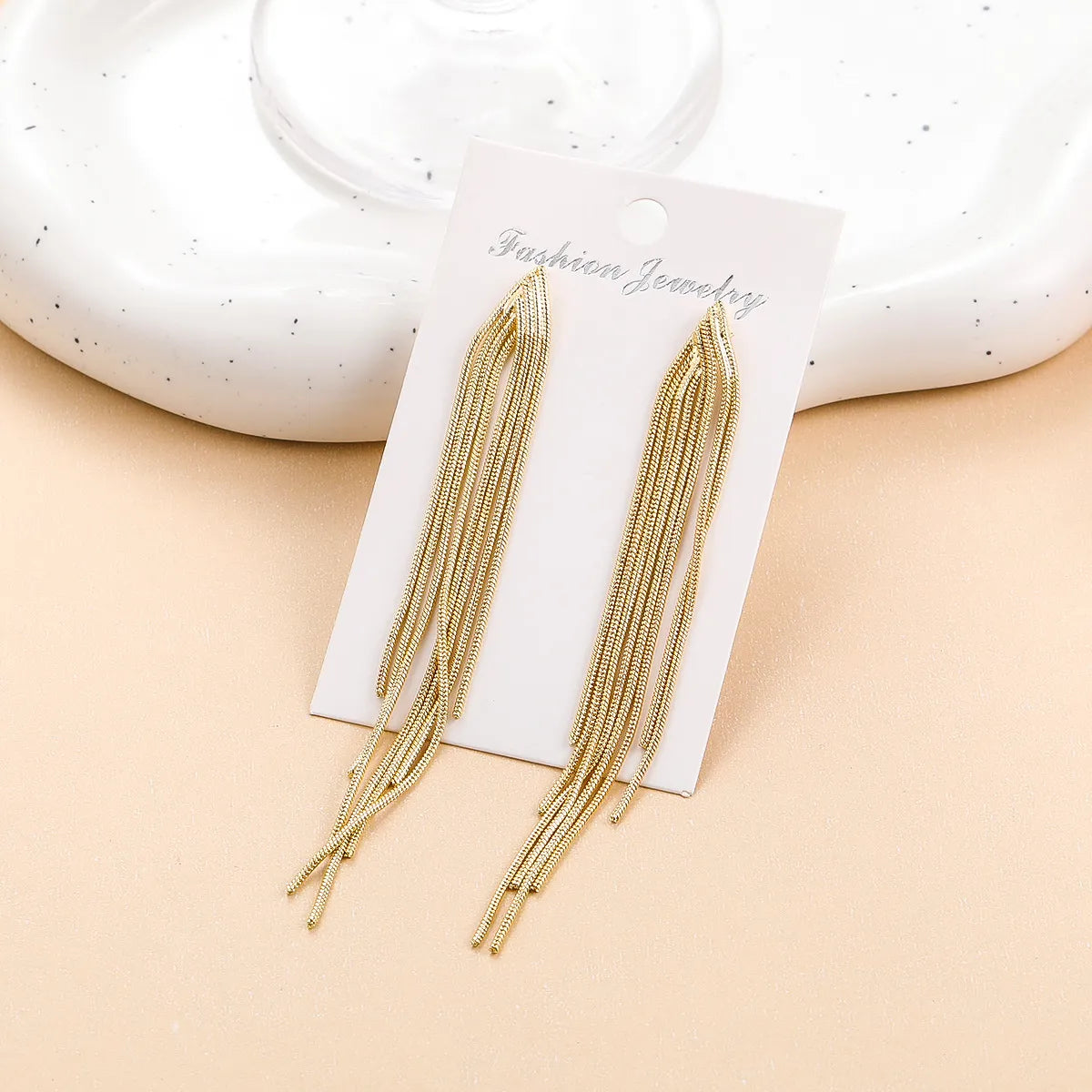 1 Pair Classic Style Solid Color Tassel Alloy Drop Earrings