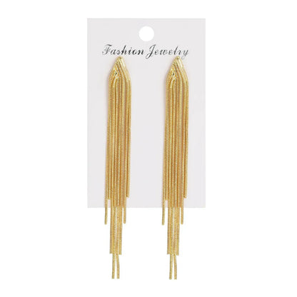 1 Pair Classic Style Solid Color Tassel Alloy Drop Earrings