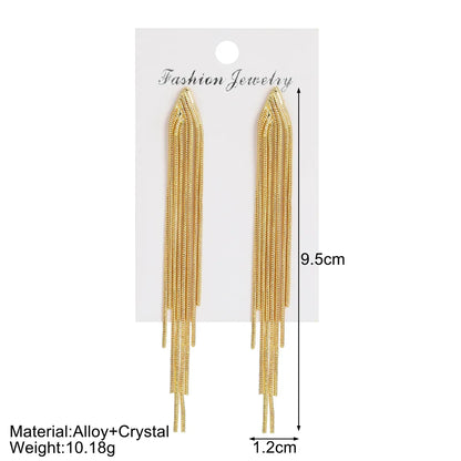 1 Pair Classic Style Solid Color Tassel Alloy Drop Earrings