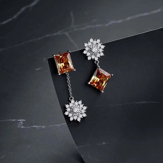 1 Pair Classic Style Square Plating Inlay Copper Zircon Gold Plated Drop Earrings