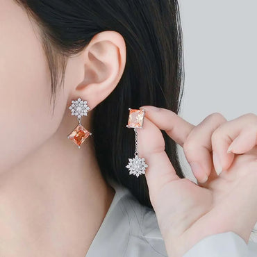 1 Pair Classic Style Square Plating Inlay Copper Zircon Gold Plated Drop Earrings