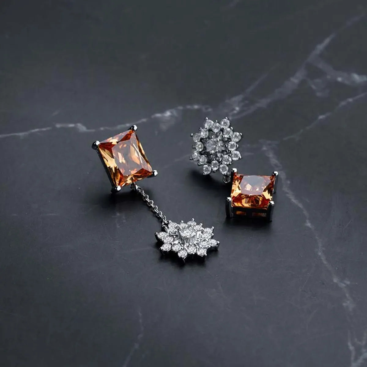 1 Pair Classic Style Square Plating Inlay Copper Zircon Gold Plated Drop Earrings