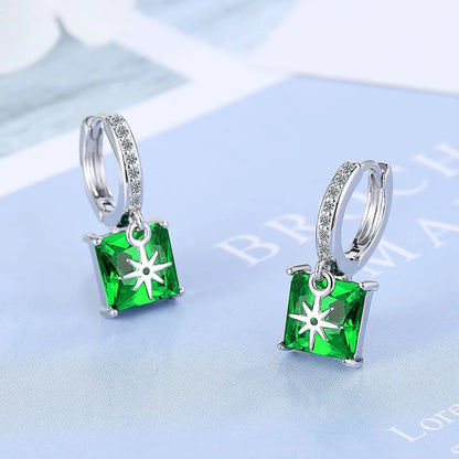 1 Pair Classic Style Square Plating Inlay Copper Zircon White Gold Plated Earrings