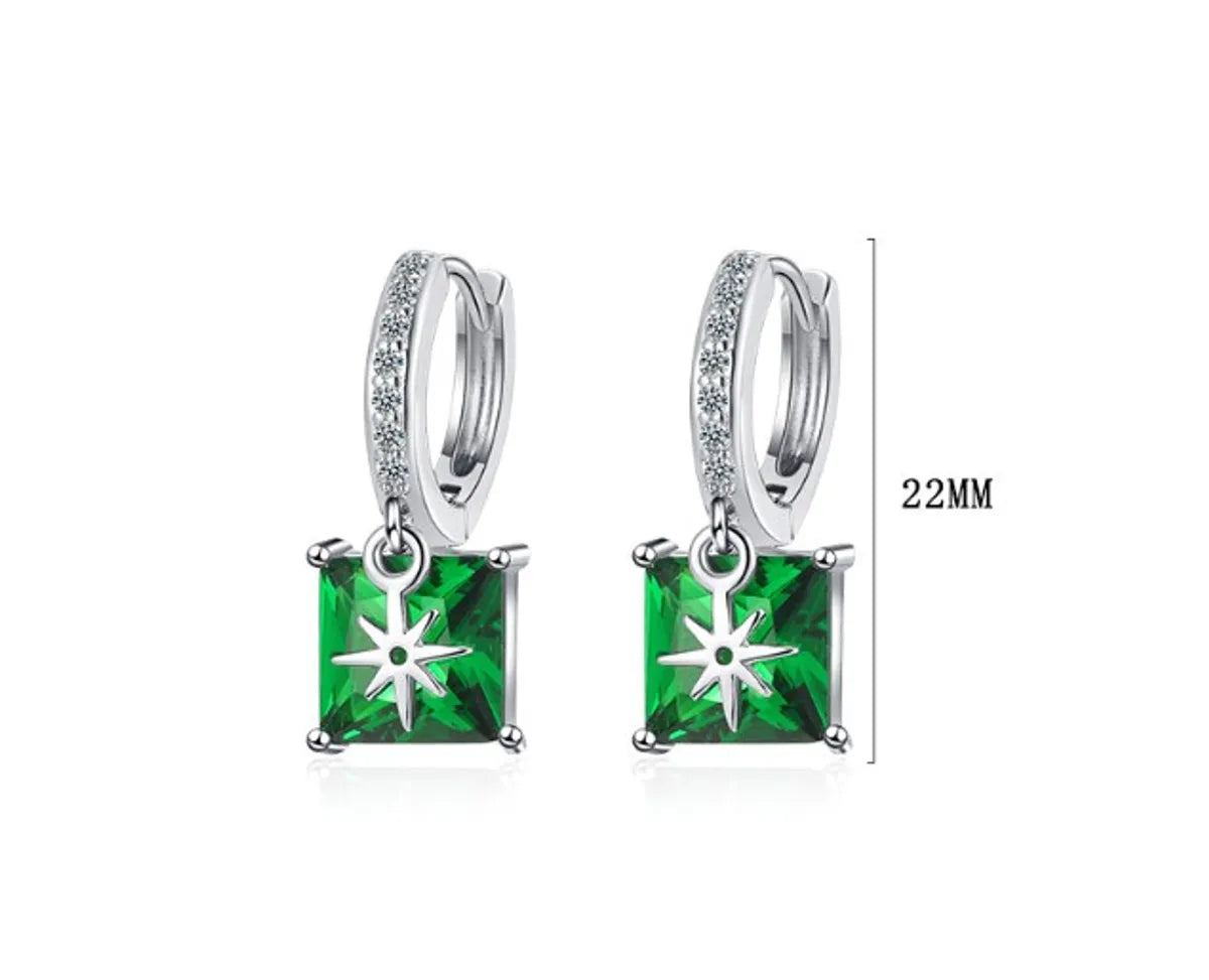 1 Pair Classic Style Square Plating Inlay Copper Zircon White Gold Plated Earrings