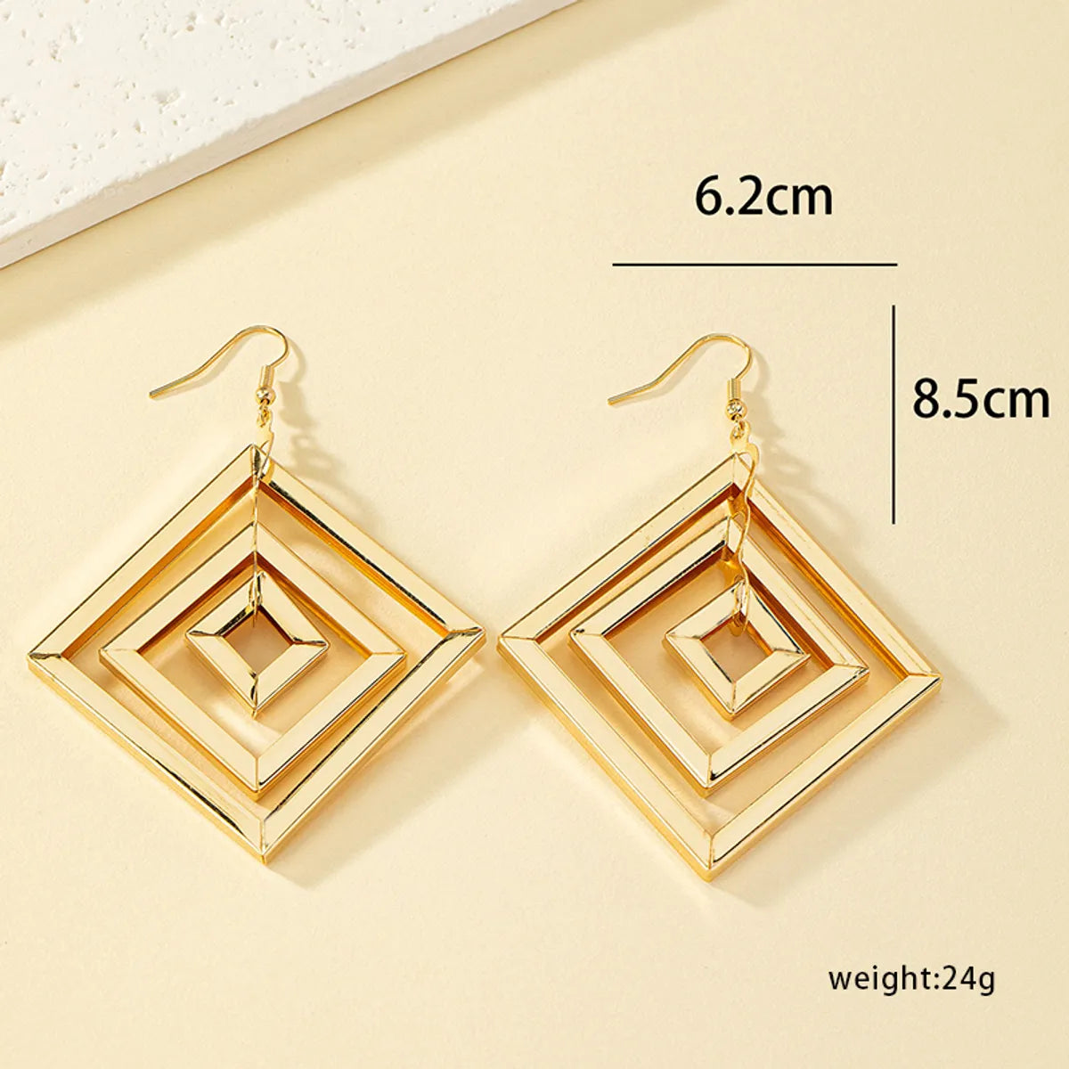 1 Pair Classic Style Streetwear Commute Rhombus Plating Hollow Out Alloy 14k Gold Plated Drop Earrings