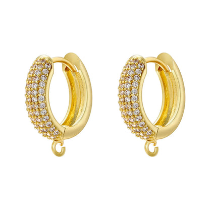 1 Pair Classic Style Streetwear Oval Plating Inlay Copper Zircon 18k Gold Plated Earrings