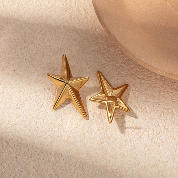 1 Pair Classic Style Streetwear Pentagram Plating 304 Stainless Steel Gold Plated Ear Studs