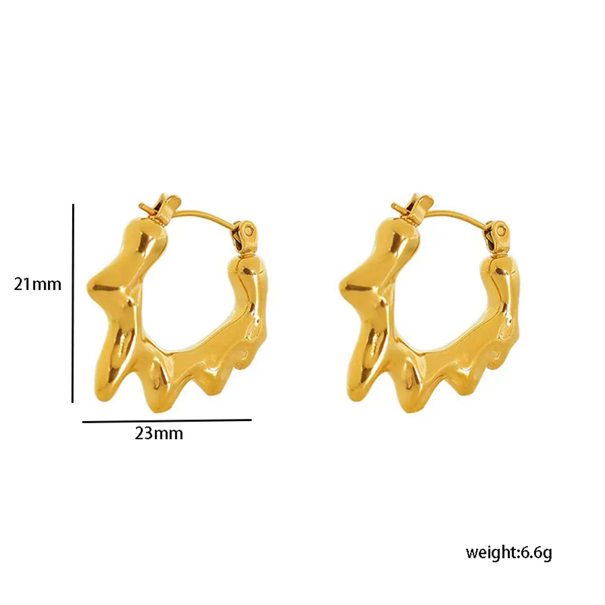 1 Pair Classic Style Sun Solid Color 201 Stainless Steel Gold Plated Hoop Earrings