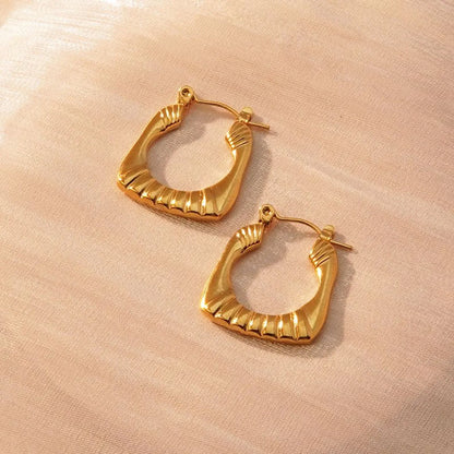 1 Pair Classic Style U Shape Geometric Heart Shape Plating 304 Stainless Steel Imitation Gold  Earrings