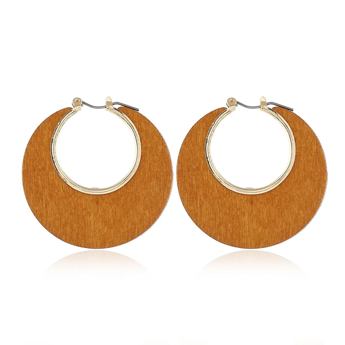 1 Pair Classical Classic Style Geometric Plating Wood Hoop Earrings