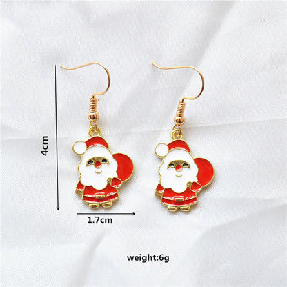 1 Pair Classical Cute Christmas Tree Santa Claus Bell Plating Arylic Alloy K Gold Plated Silver Plated Drop Earrings