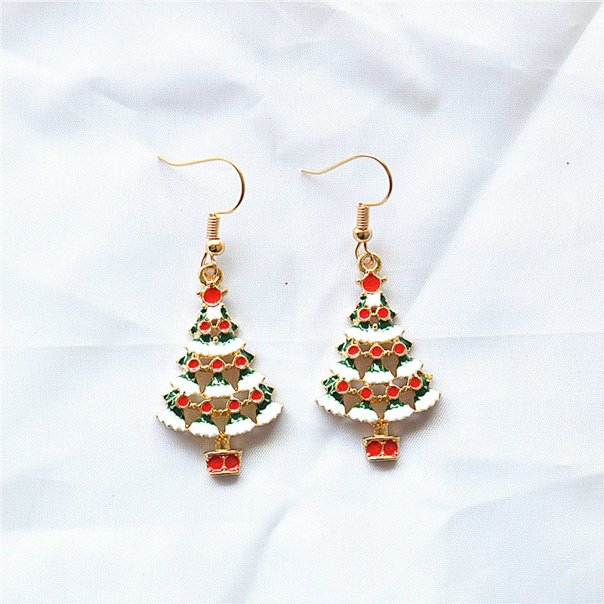 1 Pair Classical Cute Christmas Tree Santa Claus Bell Plating Arylic Alloy K Gold Plated Silver Plated Drop Earrings