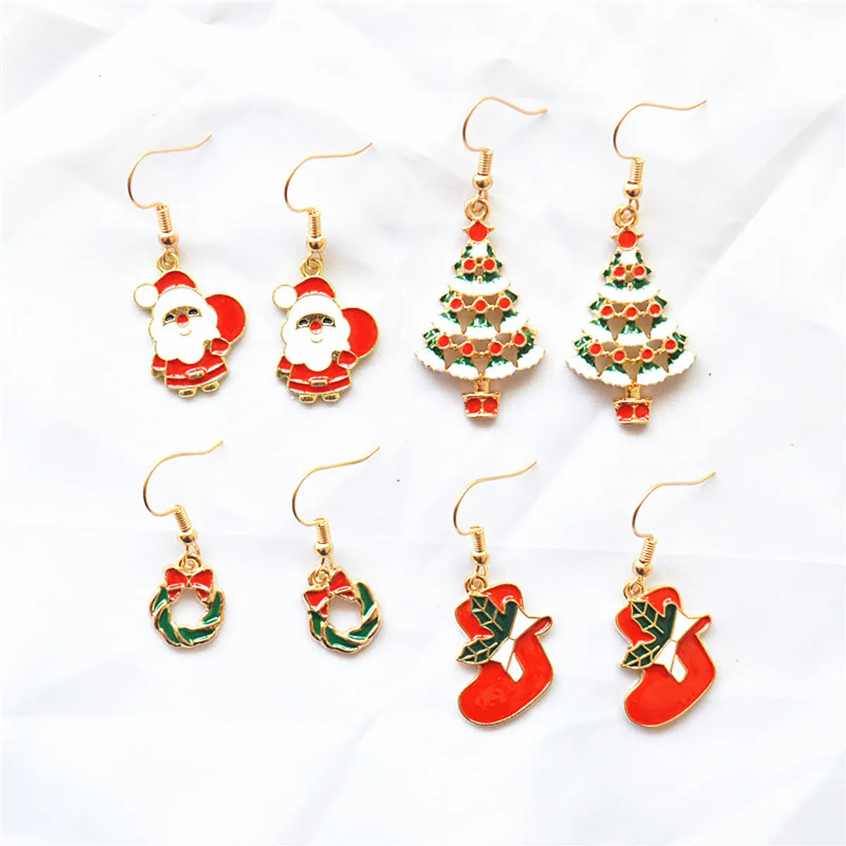 1 Pair Classical Cute Christmas Tree Santa Claus Bell Plating Arylic Alloy K Gold Plated Silver Plated Drop Earrings