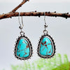 1 Pair Classical Ethnic Style Geometric Metal Inlay Turquoise Silver Plated Women'S Drop Earrings