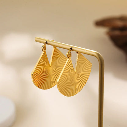 1 Pair Classical Exaggerated Round Sector Alloy Copper Earrings