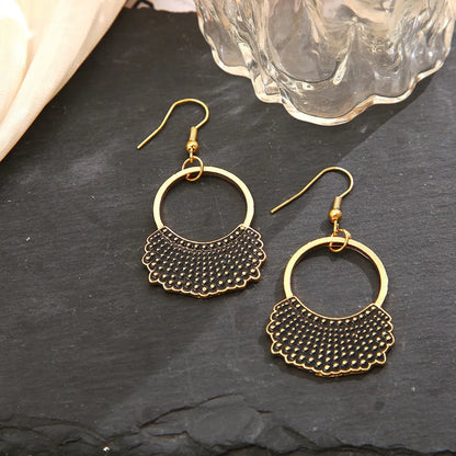 1 Pair Classical Gothic Punk Sector Enamel Plating Alloy Gold Plated Silver Plated Drop Earrings