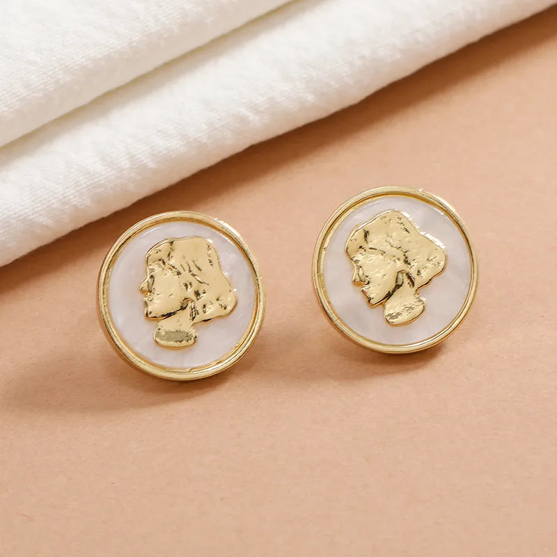 1 Pair Classical Lady Human Geometric Spray Paint Alloy Ear Studs