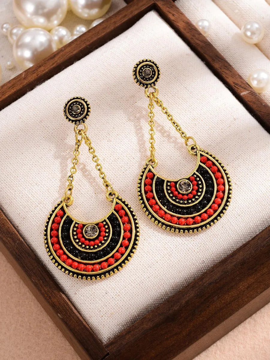 1 Pair Classical Retro Color Block Inlay Alloy Rhinestone Rhinestones Drop Earrings