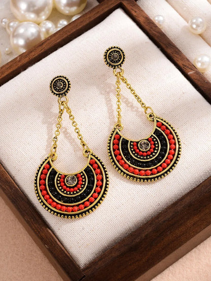 1 Pair Classical Retro Color Block Inlay Alloy Rhinestone Rhinestones Drop Earrings