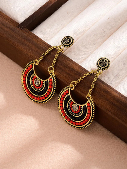 1 Pair Classical Retro Color Block Inlay Alloy Rhinestone Rhinestones Drop Earrings