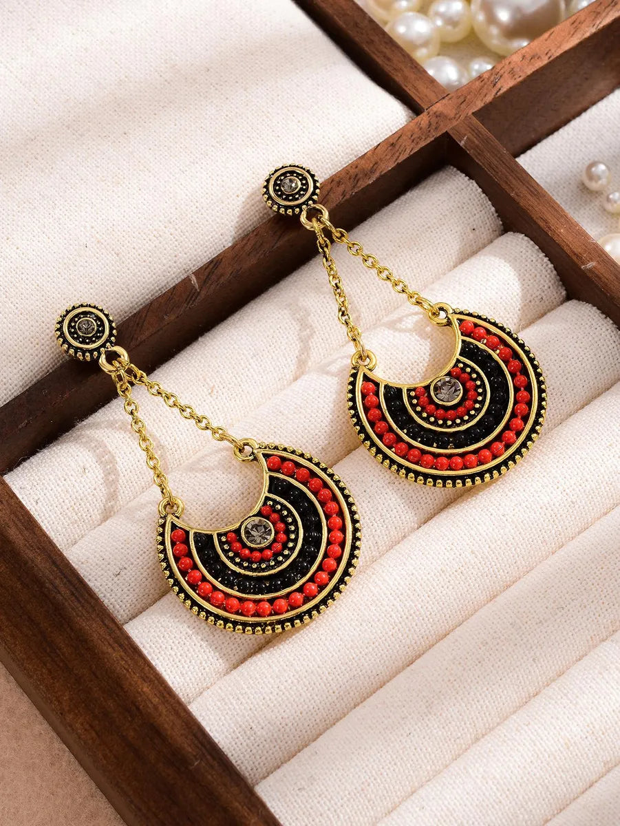 1 Pair Classical Retro Color Block Inlay Alloy Rhinestone Rhinestones Drop Earrings