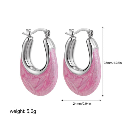 1 Pair Classical Retro Oval 201 Stainless Steel Earrings