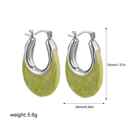 1 Pair Classical Retro Oval 201 Stainless Steel Earrings