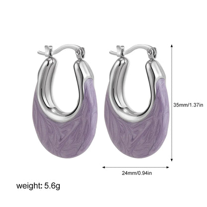 1 Pair Classical Retro Oval 201 Stainless Steel Earrings