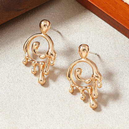 1 Pair Classical Romantic Solid Color Asymmetrical Plating Alloy Gold Plated Earrings