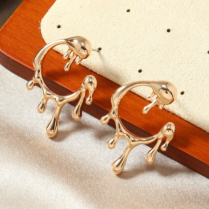 1 Pair Classical Romantic Solid Color Asymmetrical Plating Alloy Gold Plated Earrings