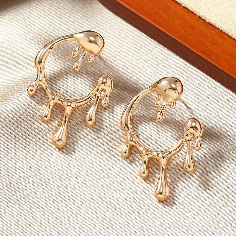 1 Pair Classical Romantic Solid Color Asymmetrical Plating Alloy Gold Plated Earrings