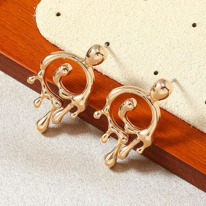 1 Pair Classical Romantic Solid Color Asymmetrical Plating Alloy Gold Plated Earrings