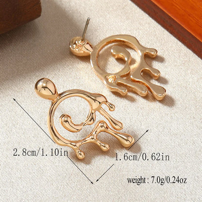 1 Pair Classical Romantic Solid Color Asymmetrical Plating Alloy Gold Plated Earrings