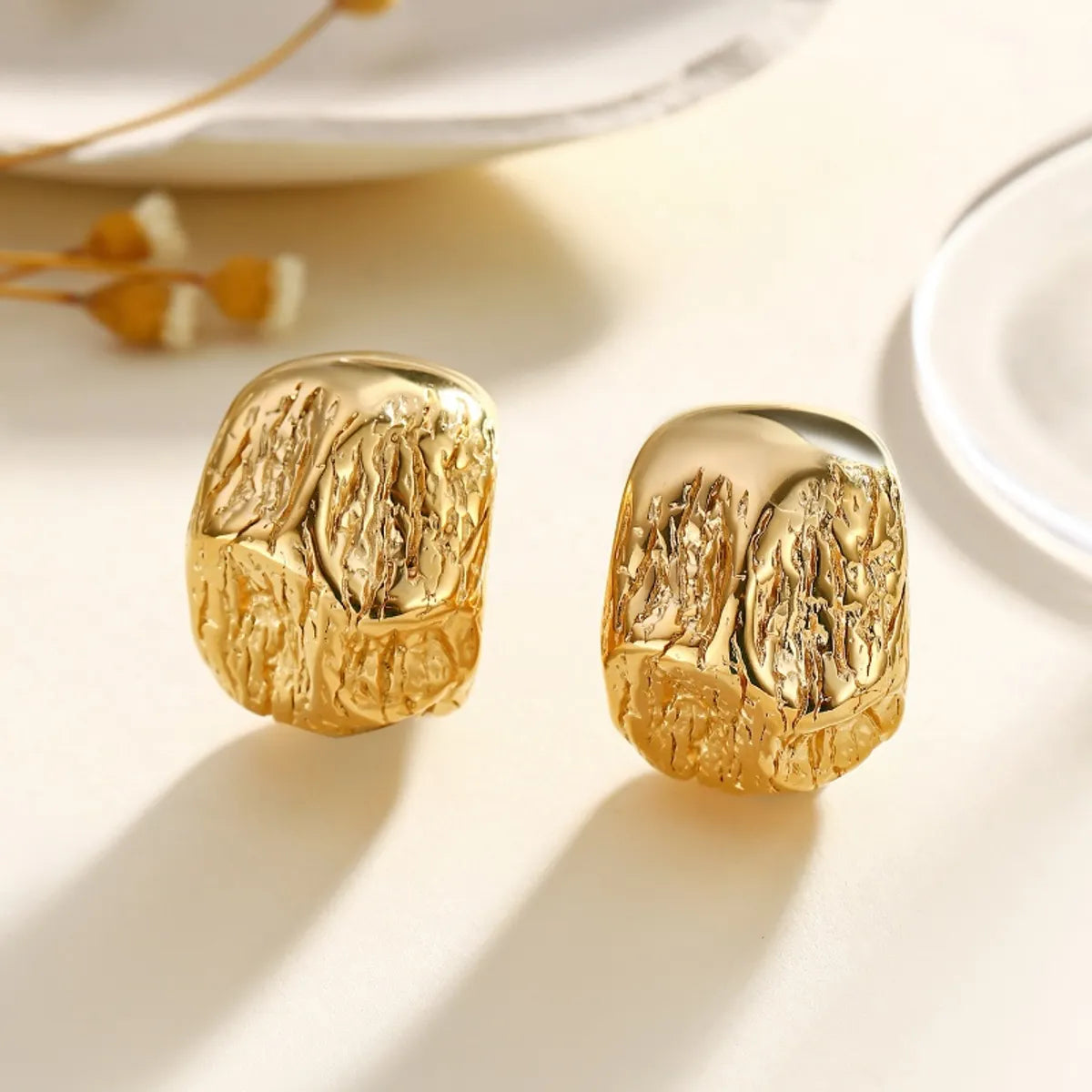 1 Pair Classical Romantic Solid Color C Shape 304 Stainless Steel Ear Studs