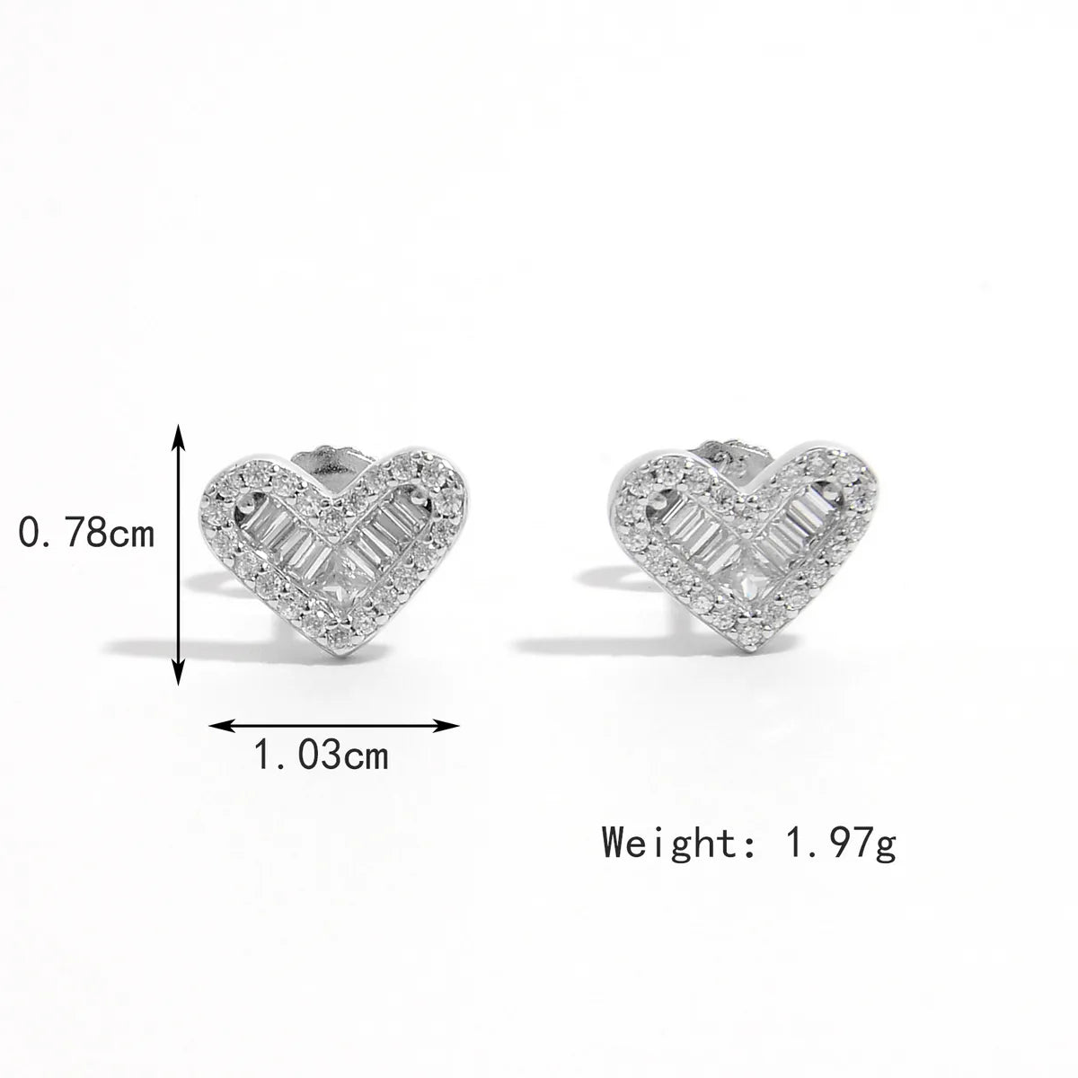 1 Pair Classical Romantic Solid Color Cross Star Heart Shape Plating Inlay Sterling Silver Zircon White Gold Plated Ear Studs