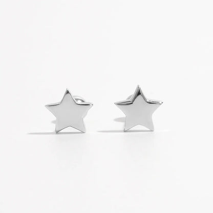 1 Pair Classical Romantic Solid Color Cross Star Heart Shape Plating Inlay Sterling Silver Zircon White Gold Plated Ear Studs