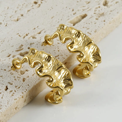 1 Pair Classical Simple Style C Shape Irregular Plating Stainless Steel 18k Gold Plated Ear Studs