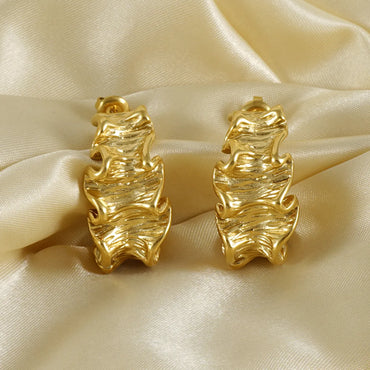 1 Pair Classical Simple Style C Shape Irregular Plating Stainless Steel 18k Gold Plated Ear Studs