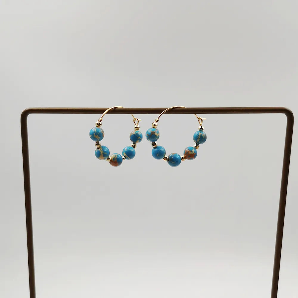 1 Pair Classical Simple Style Classic Style Geometric Beaded Handmade Copper Gold Plated Earrings