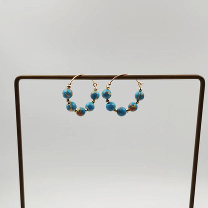 1 Pair Classical Simple Style Classic Style Geometric Beaded Handmade Copper Gold Plated Earrings