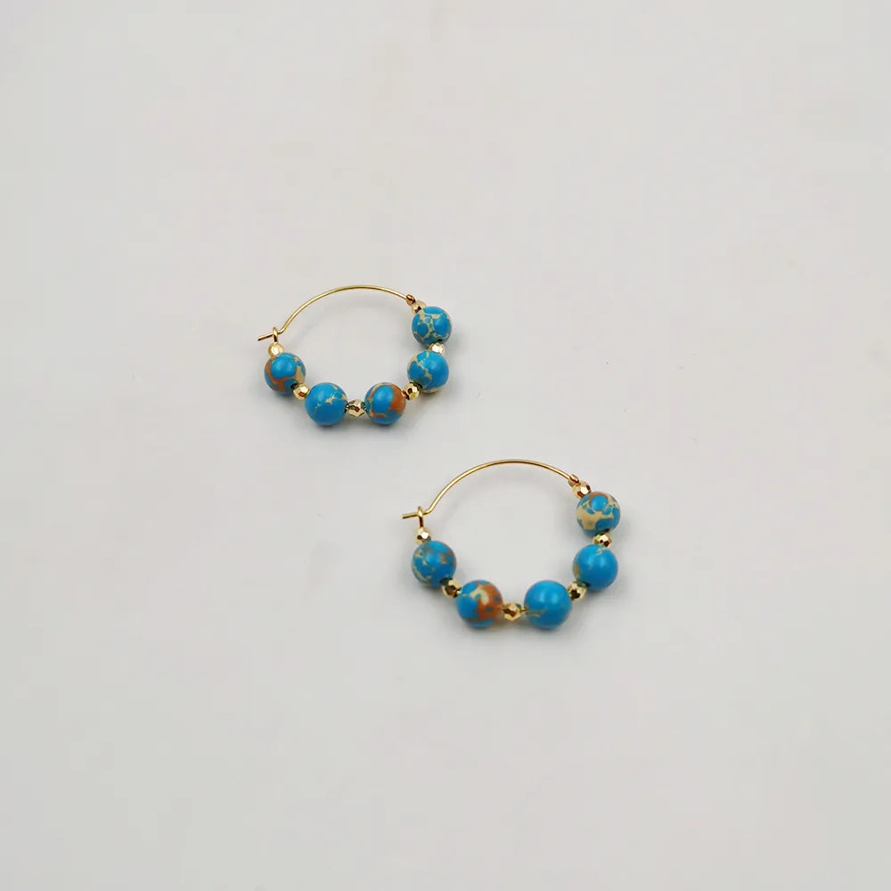 1 Pair Classical Simple Style Classic Style Geometric Beaded Handmade Copper Gold Plated Earrings