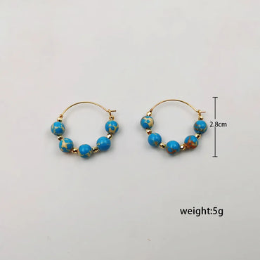 1 Pair Classical Simple Style Classic Style Geometric Beaded Handmade Copper Gold Plated Earrings