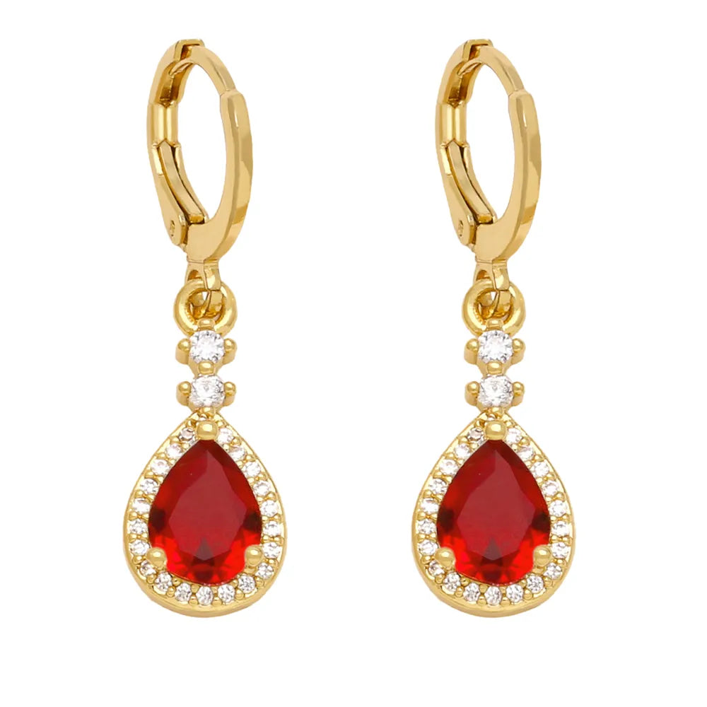 1 Pair Classical Vintage Style Simple Style Water Droplets Plating Inlay Copper Zircon 18k Gold Plated Drop Earrings