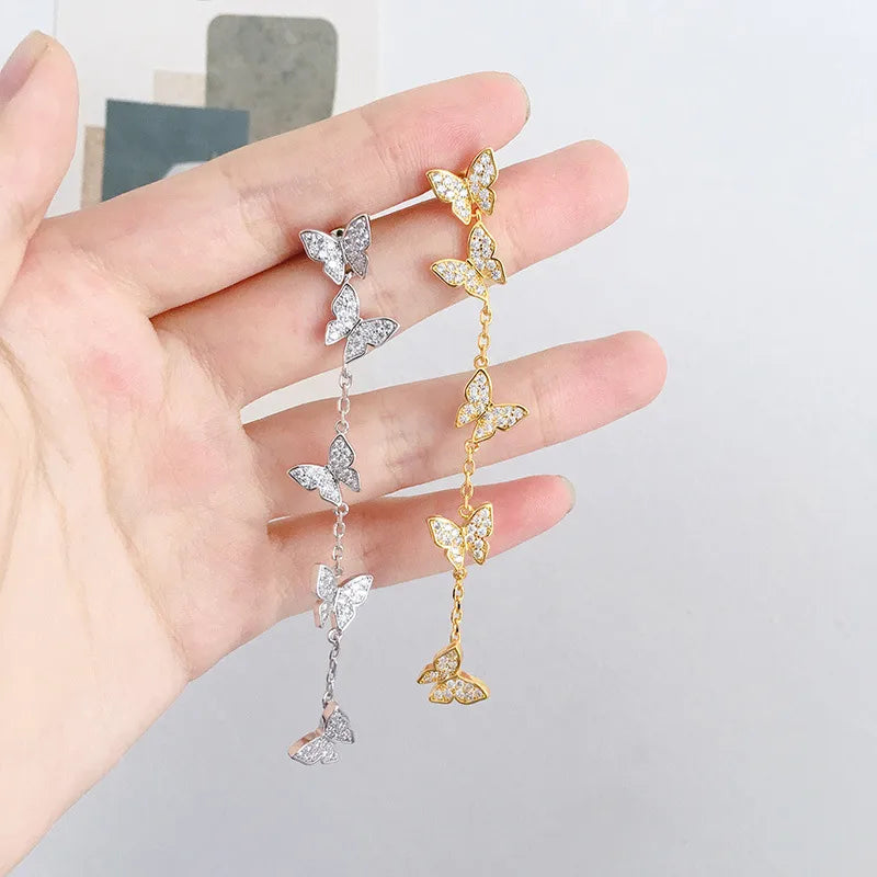 1 Pair Commute Butterfly Plating Inlay Copper Zircon 18K Gold Plated Drop Earrings