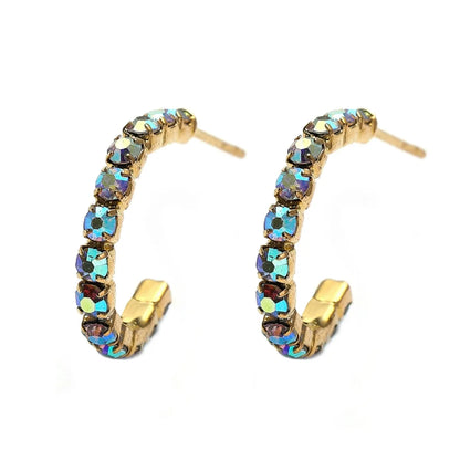 1 Pair Commute C Shape Inlay Alloy Rhinestones Earrings