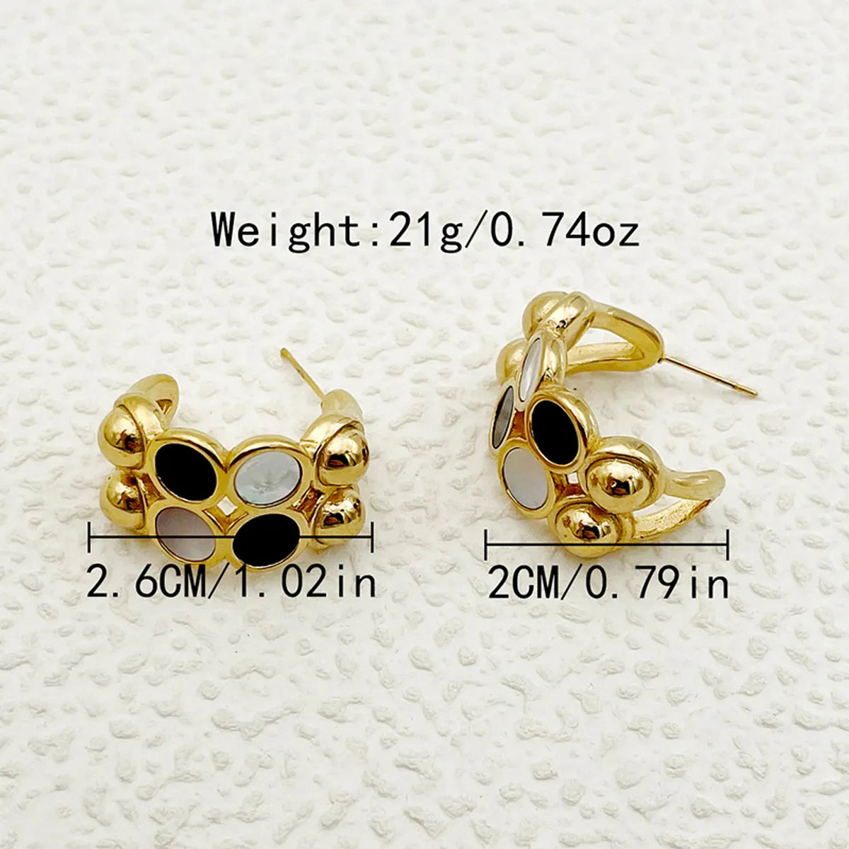 1 Pair Commute C Shape Plating 304 Stainless Steel Shell 14K Gold Plated Ear Studs