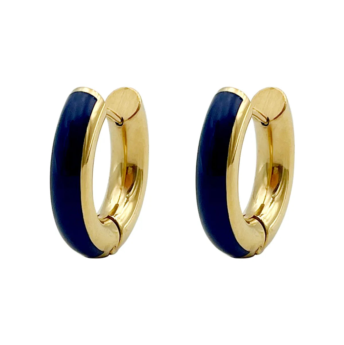 1 Pair Commute C Shape Polishing Enamel Plating Stainless Steel 18k Gold Plated Earrings